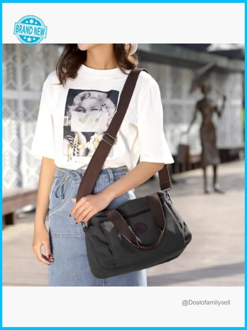 Canvas Hobo Handbag Multi Compartment Tote Satchel Crossbody Shoulder Bag